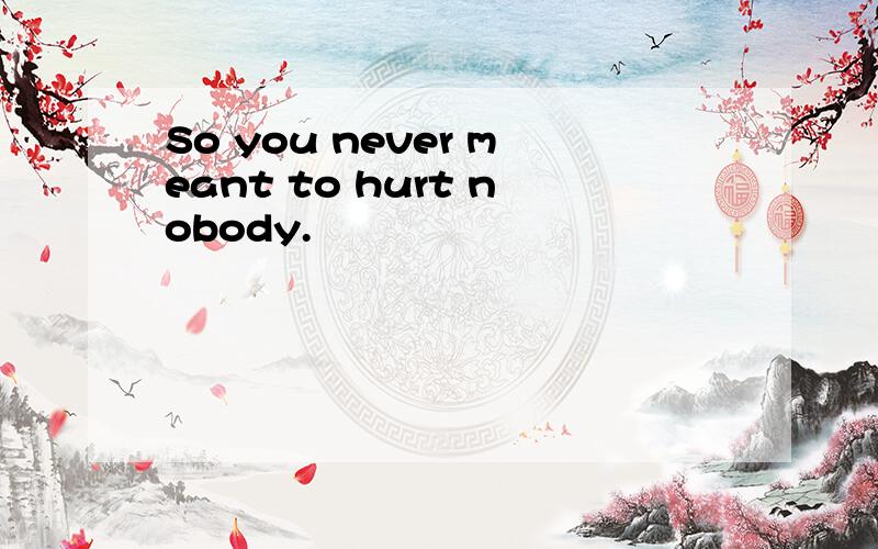 So you never meant to hurt nobody.