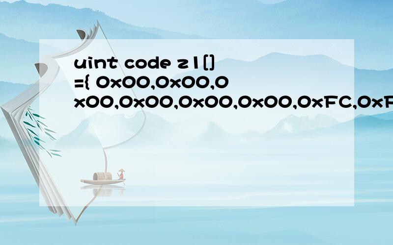 uint code z1[]={ 0x00,0x00,0x00,0x00,0x00,0x00,0xFC,0xFC,0x0