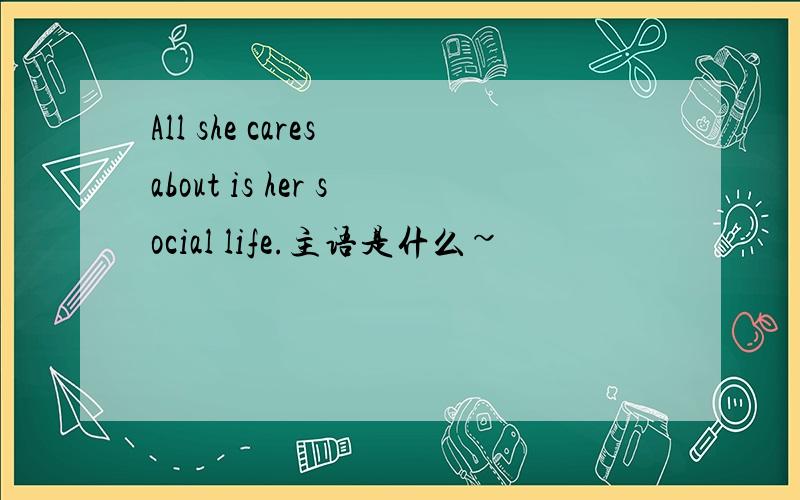 All she cares about is her social life.主语是什么~